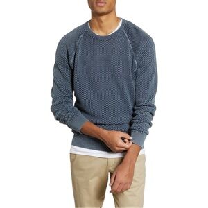 1901 Bubble Knit Raglan Blue Crewneck Sweater Size L